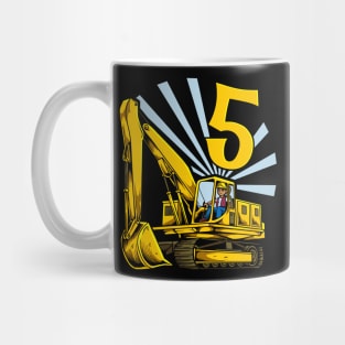 Excavator 5 year old birthday Mug